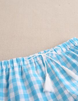 Short Dadati Cuadros Turquesa Para Niña