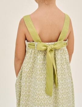 Vestido Dadati Estampado Verde Para nIña