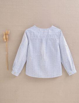 Camisa Dadati Cuello Mao Azul Para Niño