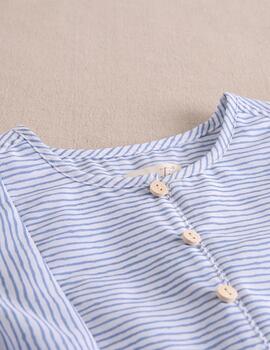 Camisa Dadati Cuello Mao Azul Para Niño