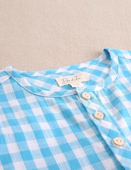 Camisa Dadati Cuadros Turquesa Para Niño