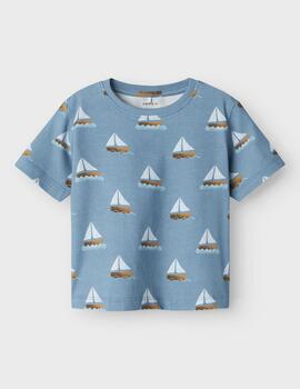 Camiseta Name it Barcos Azul Para Niño