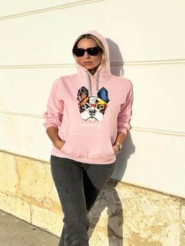 Sudadera Franquie Bulldog Rosa Mujer