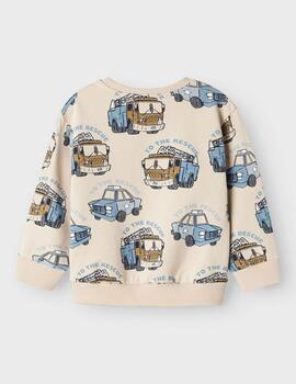 Sudadera Name it Coches Beige Para NIño