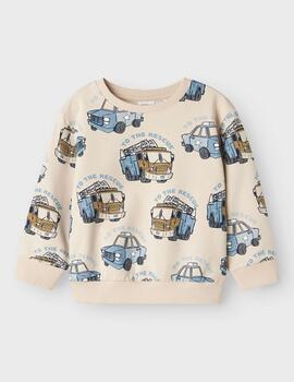 Sudadera Name it Coches Beige Para NIño