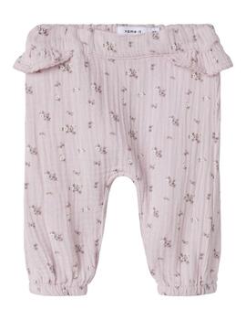 Pantalón Name it Flores Rosa Para Bebé