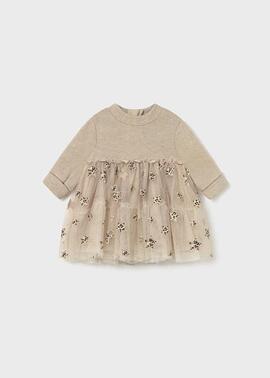 Vestido Mayoral Punto estrella Camel Para Bebé