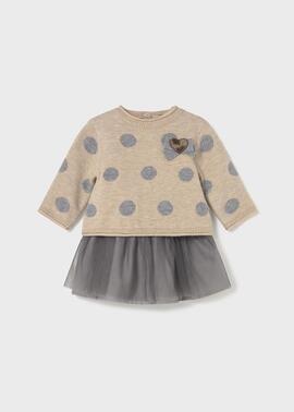 Vestido Mayoral Tul Beige Para Bebé