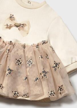 Conj.Mayoral Falda Tul Beige Para Bebé