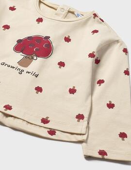 Camiseta Mayoral Setas Almendra Para Niña