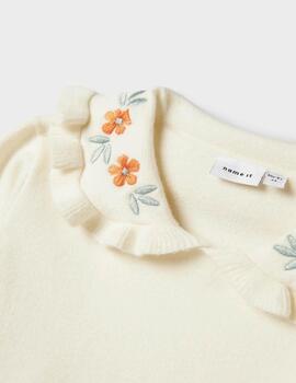 Jersey Name It Blanco Cuello Flores Para Chica