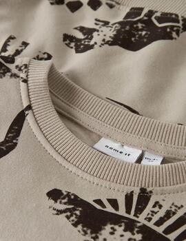 Sudadera Name It Dinos Beige Para Niño