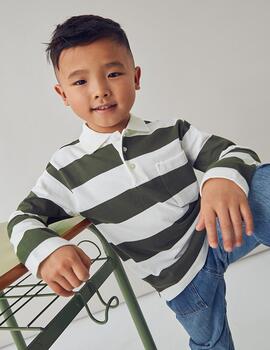 Polo Mayoral Rayas Oliva M/L Para Niño