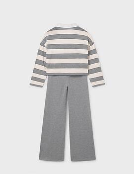 Conj.Mayoral Tricot Polo Listas Acero Para Niña