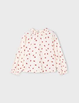 Camiseta Mayoral M/L Fresas Rojo  Para Niña