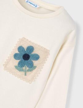 Camiseta Mayoral M/L Bolsillo Crochet Para Niña