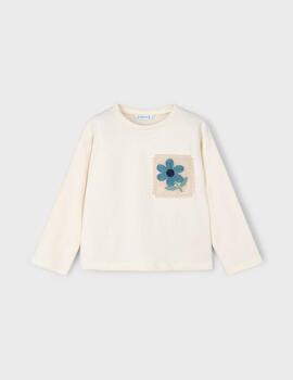 Camiseta Mayoral M/L Bolsillo Crochet Para Niña