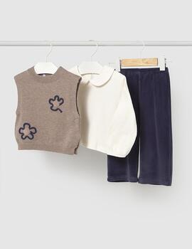 Conj.Mayoral Chaleco Tricot Marino Para Bebè Niña