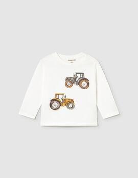 Camiseta Mayoral M/L Play Tractor Nata Para Bebè