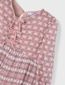 Vestido Mayoral Gasa Rosa Para Niña