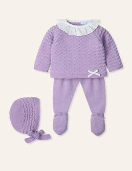 Conj.Mac Ilusiòn Cuello Plumeti Lila Para Bebè