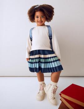 Vestido Mayoral Combinado Rayas  Arena Para Niña