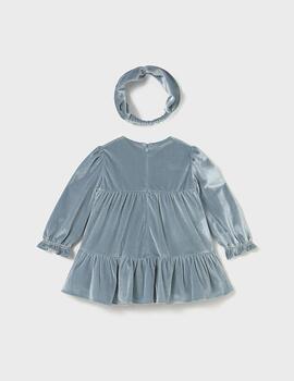 Vestido Mayoral Teciopelo Azul Para Niña