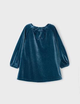 Vestido Mayoral Terciopelo Oceano Para Niña