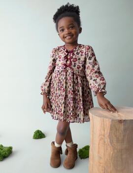 Vestido Mayoral Plisado Estampado Cereza Para Niña
