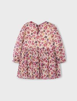 Vestido Mayoral Plisado Estampado Cereza Para Niña