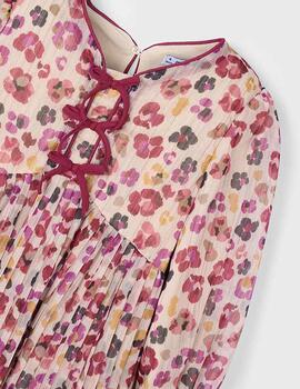 Vestido Mayoral Plisado Estampado Cereza Para Niña