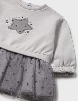 Vestido Mayoral Tul Gris Para Niña