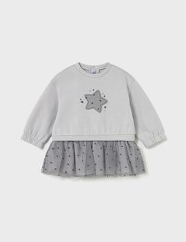 Vestido Mayoral Tul Gris Para Niña