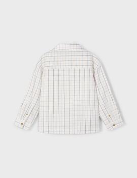 Camisa Mayoral Cuadros Nata M/L Para Chico