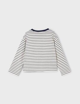 Camiseta Mayoral Rayas Marino Para Niña