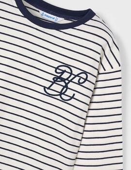 Camiseta Mayoral Rayas Marino Para Niña