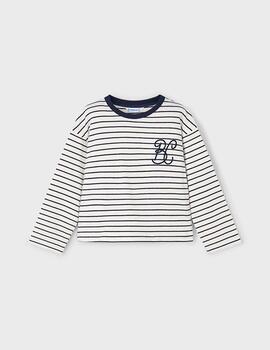 Camiseta Mayoral Rayas Marino Para Niña