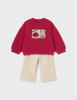 Conj.Mayoral Seta Rojo Para Niña