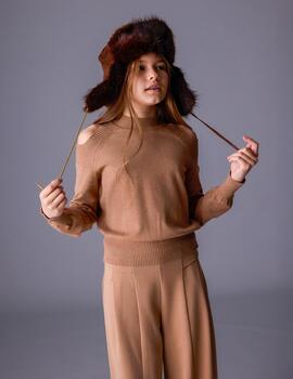 Jersey Cut Out Cacao Vig Para Niña