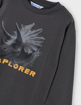 Camiseta Mayoral Dino Gris Para Niño