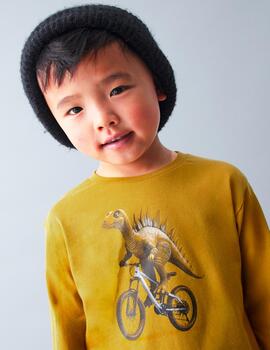 Camiseta Mayoral Dino Mostaza Para Niño