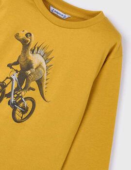 Camiseta Mayoral Dino Mostaza Para Niño