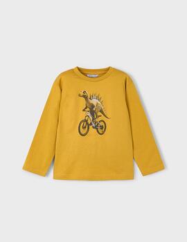 Camiseta Mayoral Dino Mostaza Para Niño