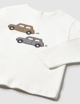 Camiseta Mayoral M/L Coches Crudo  Para Niño