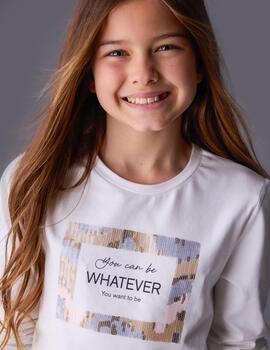 Camiseta Mayoral Lentejuela Crudo Para Niña