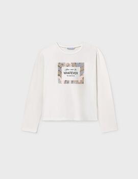 Camiseta Mayoral Lentejuela Crudo Para Niña
