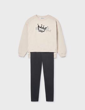 Conj.Mayoral Sudadera Legging Negro Para Niña