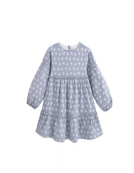 Vestido Dadati Flores Azul Para Niña