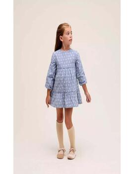 Vestido Dadati Flores Azul Para Niña