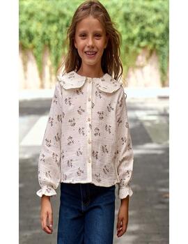 Camisa Dadati Flores Beige Para Niña